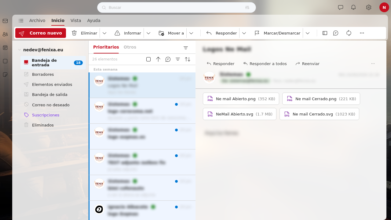 Email abierto en NE Mail con sello de remitente verificado